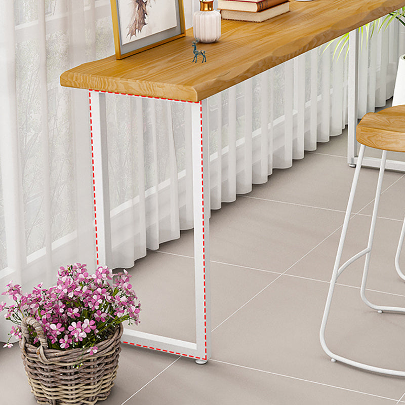 Pine Wood Bar Dining Table Modern Bar Table with Sled Base for Dining Room