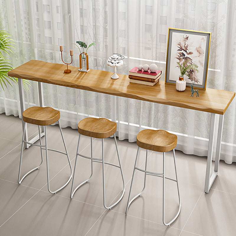 Pine Wood Bar Dining Table Modern Bar Table with Sled Base for Dining Room