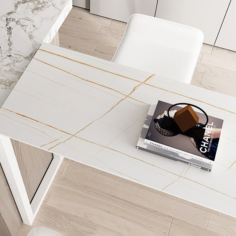 Stone Bar Dining Table Modern Bar Table with Double Pedestal for Dining Room Kitchen