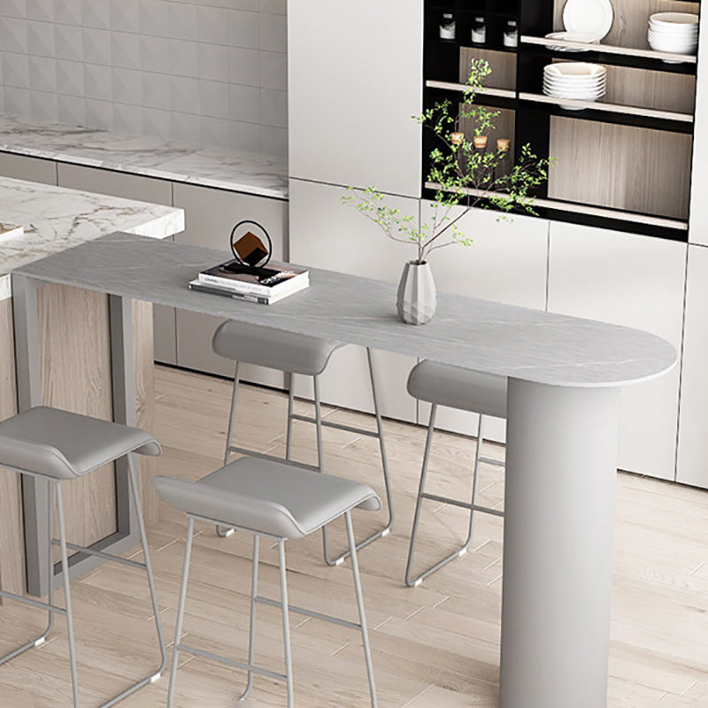 Stone Bar Dining Table Modern Bar Table with Double Pedestal for Dining Room Kitchen