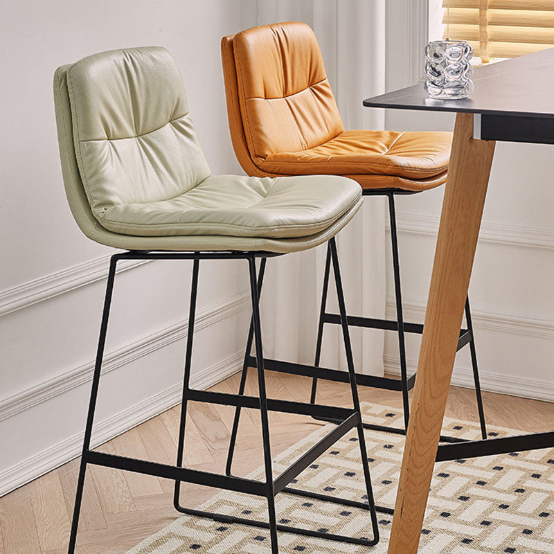 Scandinavian Matte Finish Upholstered Barstool Footrest Coffee Shop Stool