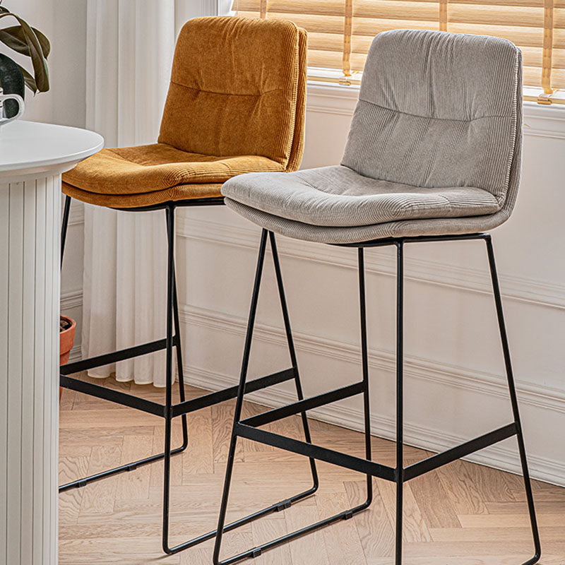 Scandinavian Matte Finish Upholstered Barstool Footrest Coffee Shop Stool