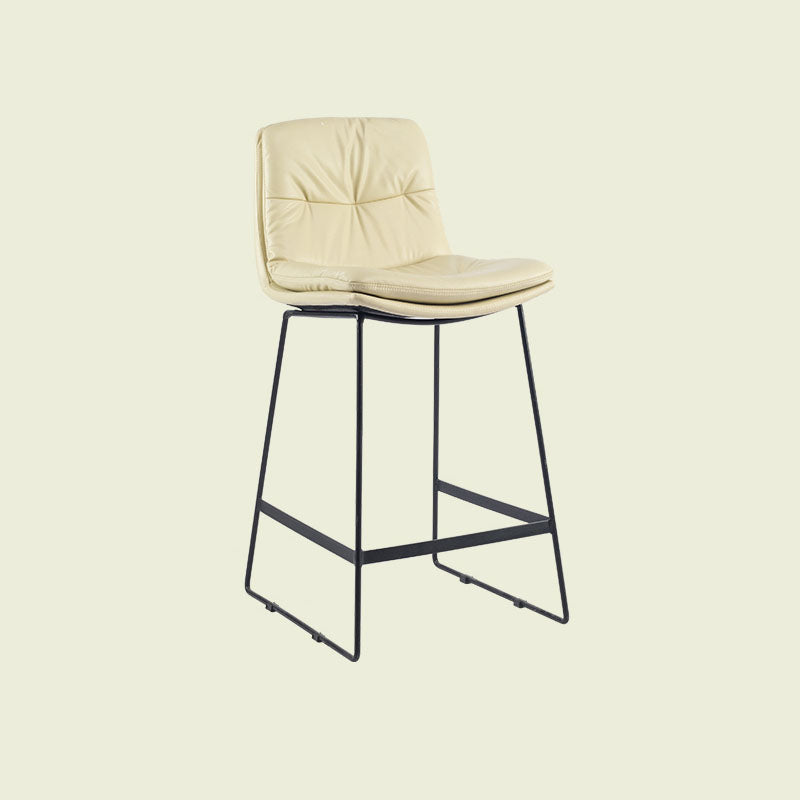 Scandinavian Matte Finish Upholstered Barstool Footrest Coffee Shop Stool