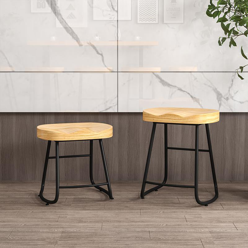 Contemporary Natural Solid Wood Barstool Footrest Restaurant Stool