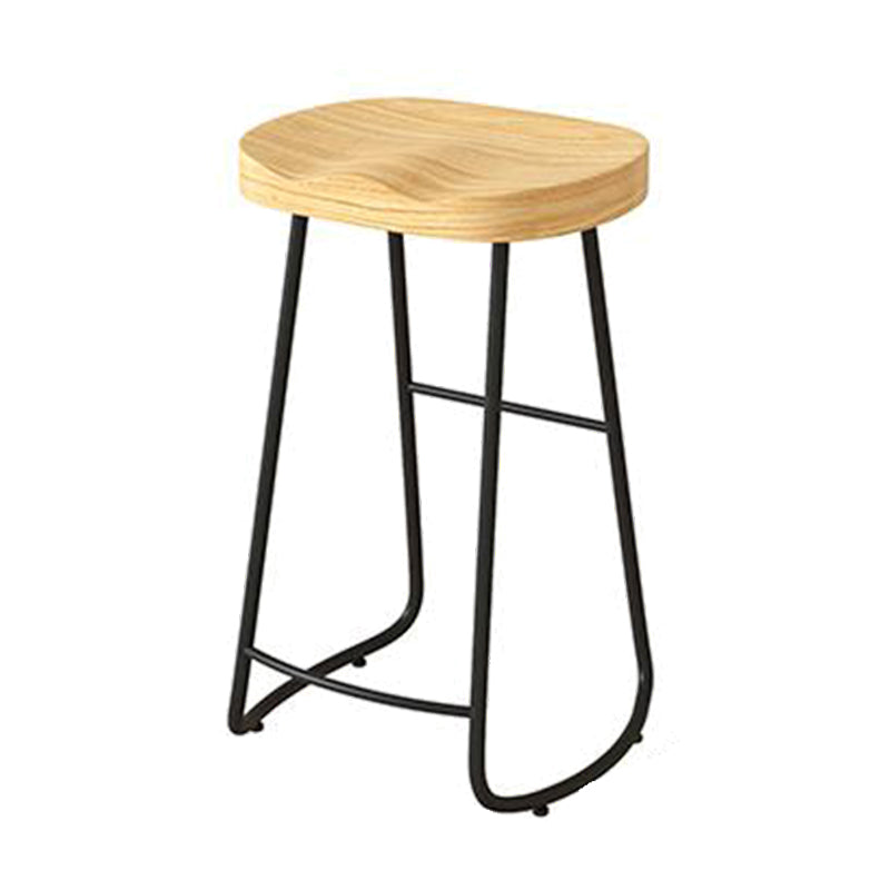 Contemporary Natural Solid Wood Barstool Footrest Restaurant Stool