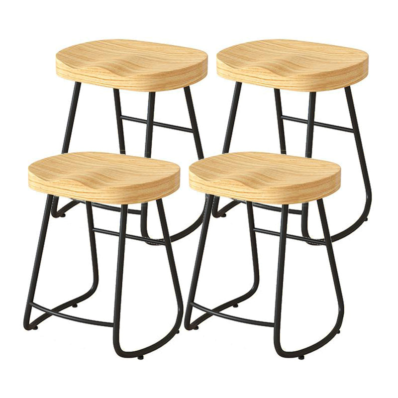 Contemporary Natural Solid Wood Barstool Footrest Restaurant Stool