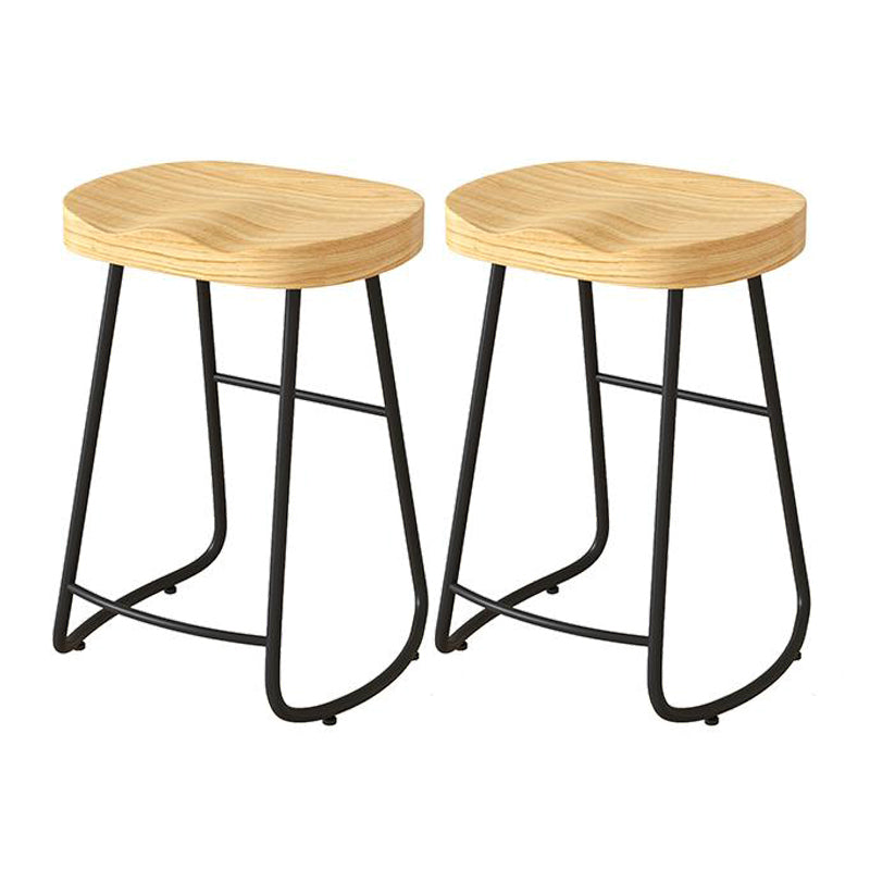 Contemporary Natural Solid Wood Barstool Footrest Restaurant Stool