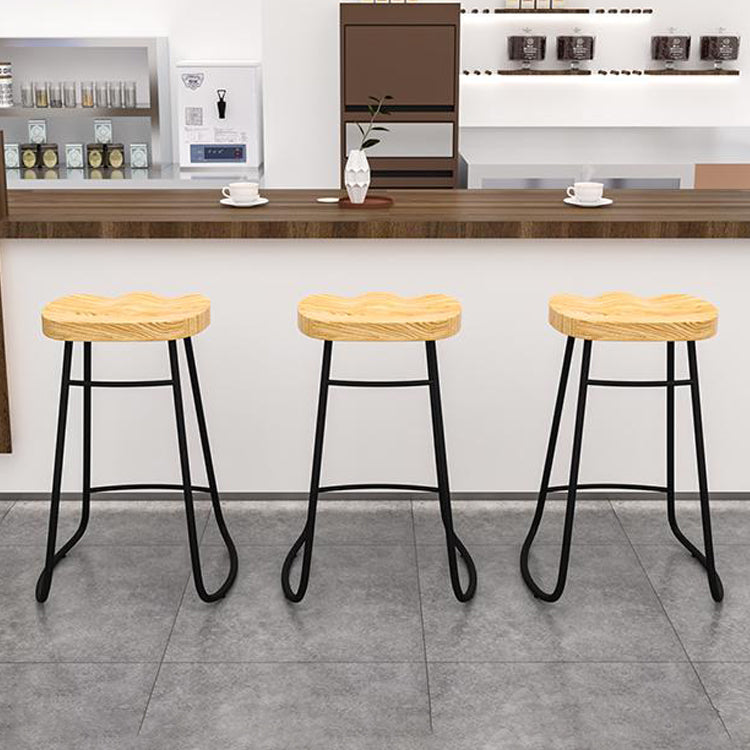 Contemporary Natural Solid Wood Barstool Footrest Restaurant Stool