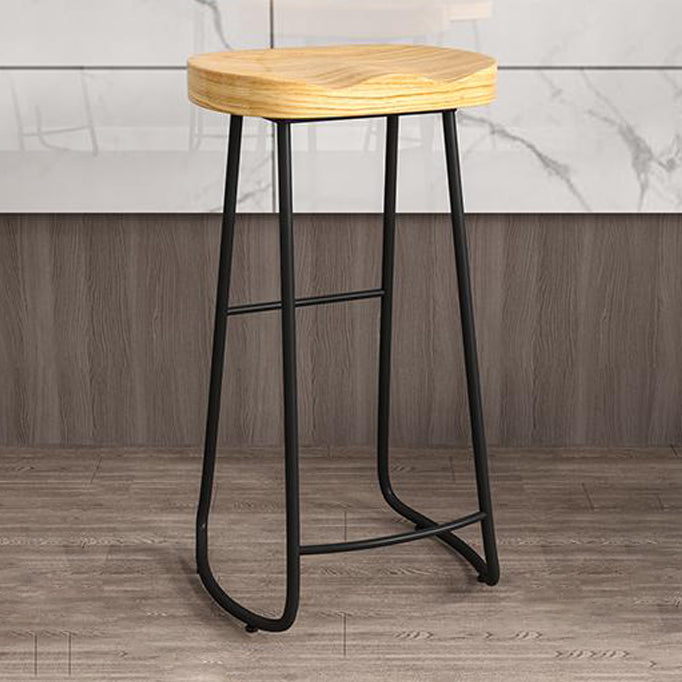 Contemporary Natural Solid Wood Barstool Footrest Restaurant Stool