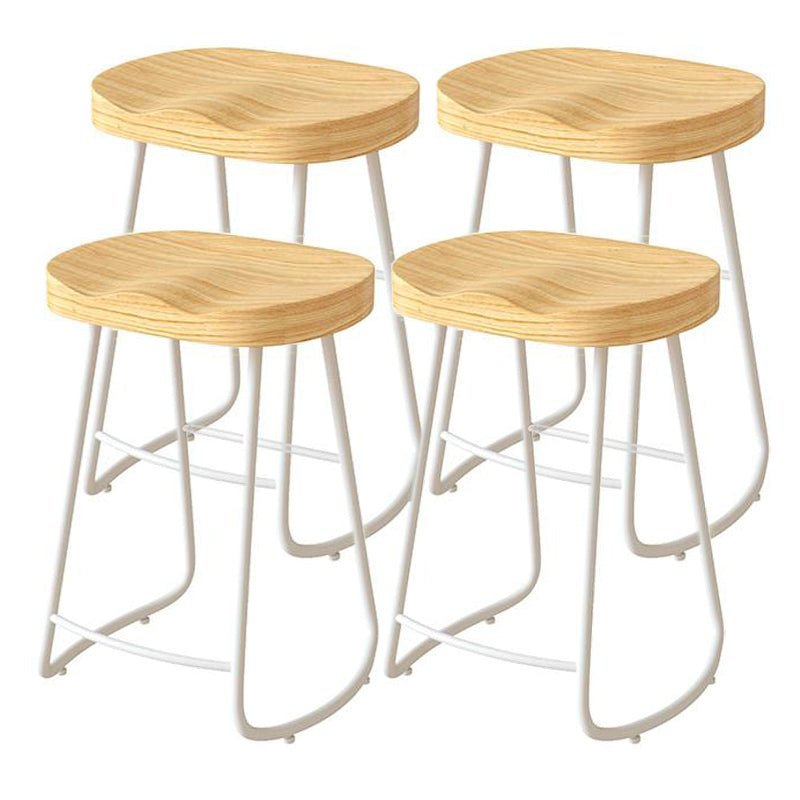 Contemporary Natural Solid Wood Barstool Footrest Restaurant Stool