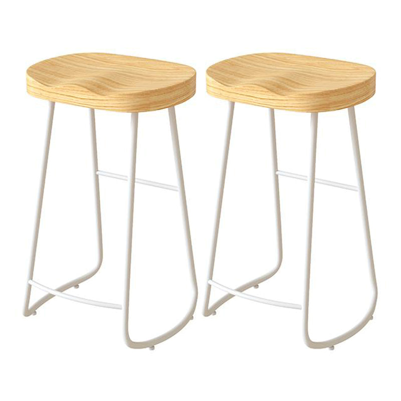 Contemporary Natural Solid Wood Barstool Footrest Restaurant Stool