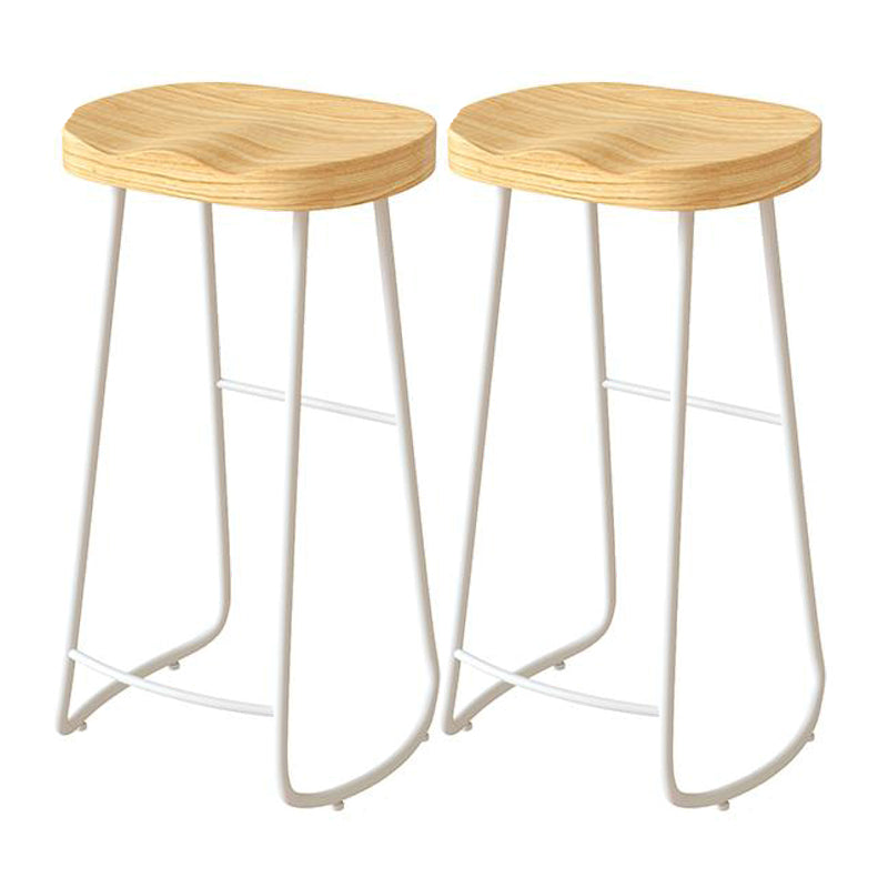 Contemporary Natural Solid Wood Barstool Footrest Restaurant Stool