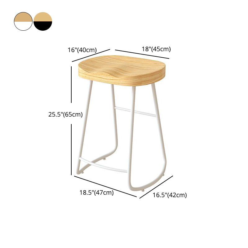 Contemporary Natural Solid Wood Barstool Footrest Restaurant Stool