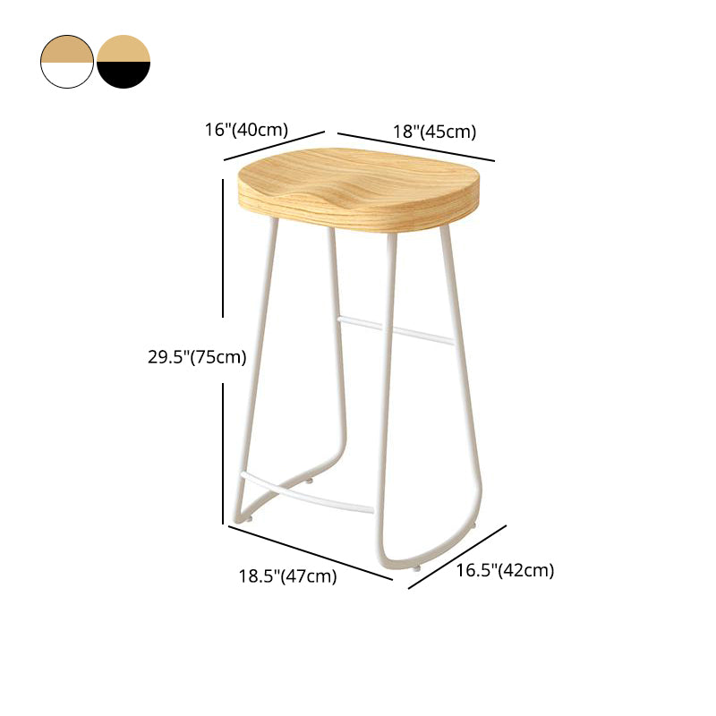 Contemporary Natural Solid Wood Barstool Footrest Restaurant Stool