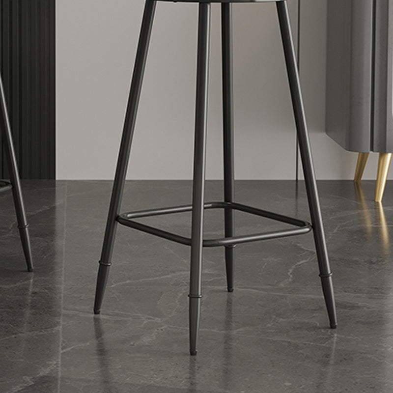 Scandinavian Matte Finish Velvet Counter Stool Footrest Home Barstool