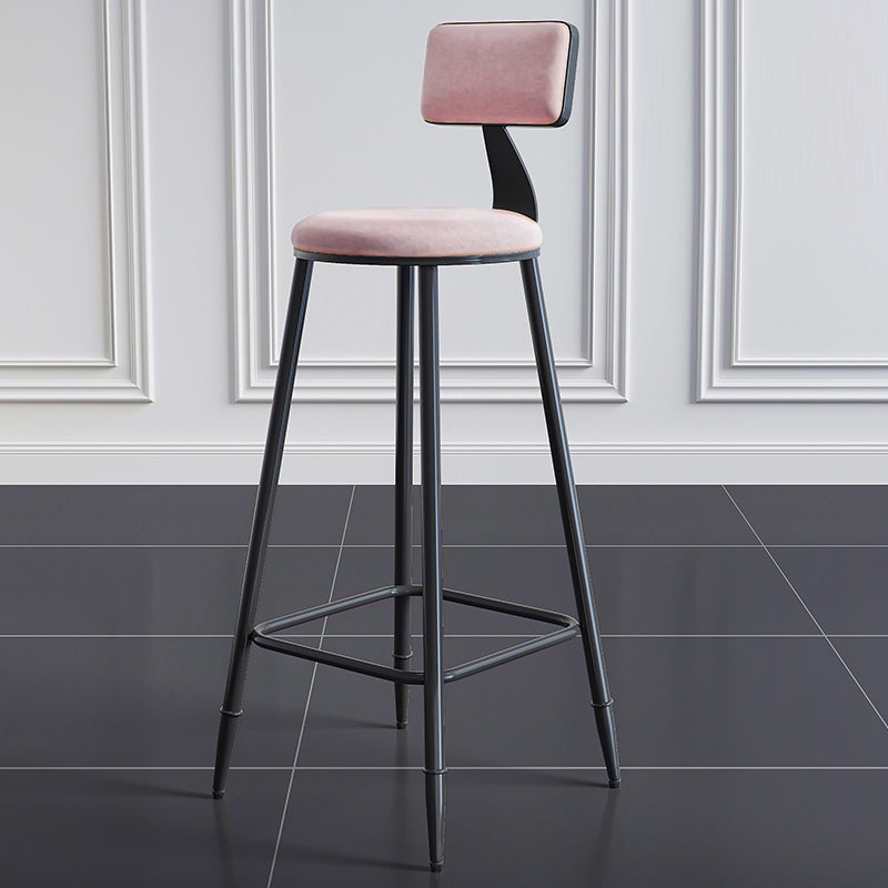 Scandinavian Matte Finish Velvet Counter Stool Footrest Home Barstool