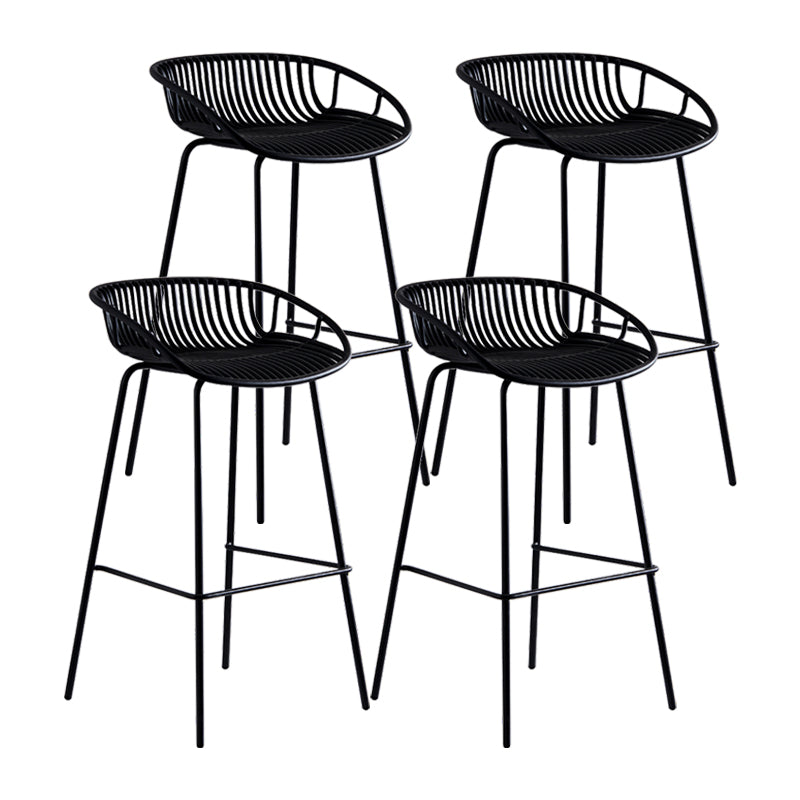 Contemporary Milk Tea Shop Footrest Stool Matte Finish Metal Barstool