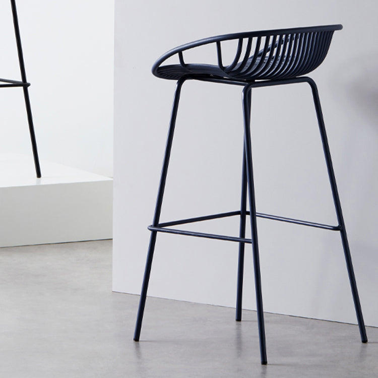 Contemporary Milk Tea Shop Footrest Stool Matte Finish Metal Barstool