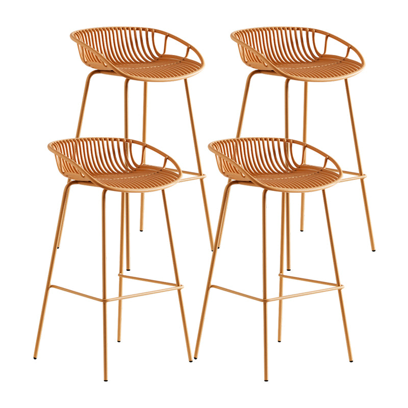 Contemporary Milk Tea Shop Footrest Stool Matte Finish Metal Barstool