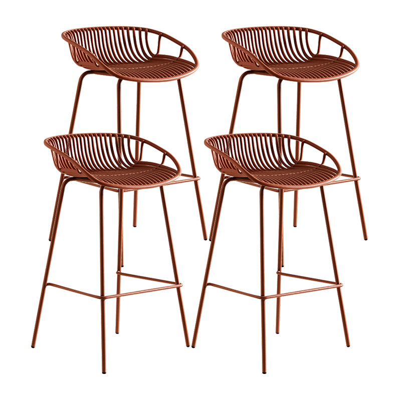 Contemporary Milk Tea Shop Footrest Stool Matte Finish Metal Barstool