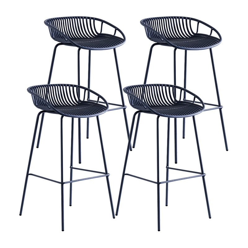Contemporary Milk Tea Shop Footrest Stool Matte Finish Metal Barstool