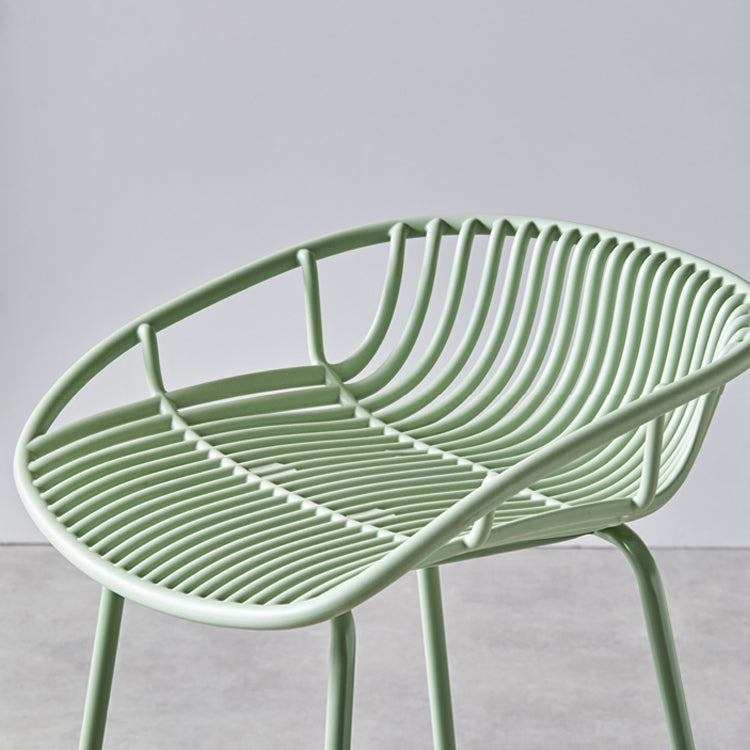 Contemporary Milk Tea Shop Footrest Stool Matte Finish Metal Barstool
