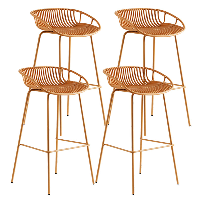 Contemporary Milk Tea Shop Footrest Stool Matte Finish Metal Barstool