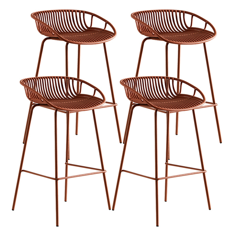 Contemporary Milk Tea Shop Footrest Stool Matte Finish Metal Barstool