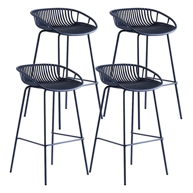 Contemporary Milk Tea Shop Footrest Stool Matte Finish Metal Barstool