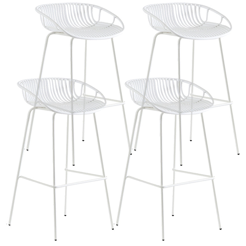 Contemporary Milk Tea Shop Footrest Stool Matte Finish Metal Barstool