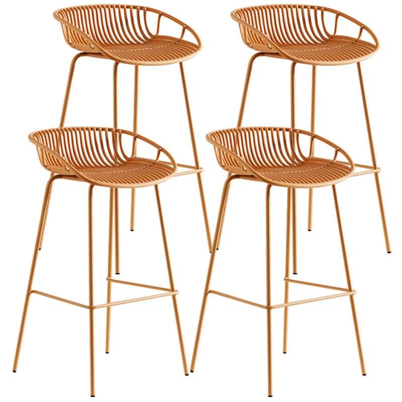 Contemporary Milk Tea Shop Footrest Stool Matte Finish Metal Barstool