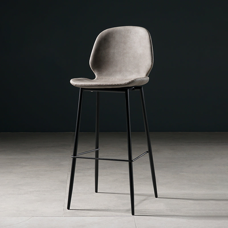 Scandinavian Footrest Matte Finish Barstool Restaurant Leather Stool