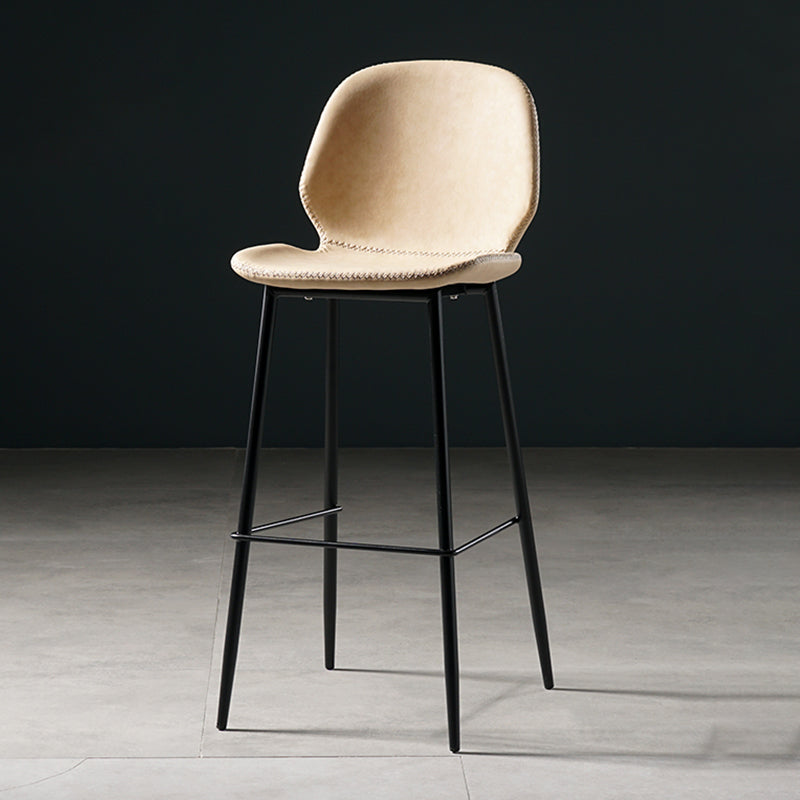 Scandinavian Footrest Matte Finish Barstool Restaurant Leather Stool