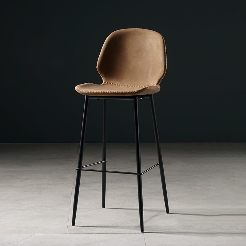 Scandinavian Footrest Matte Finish Barstool Restaurant Leather Stool