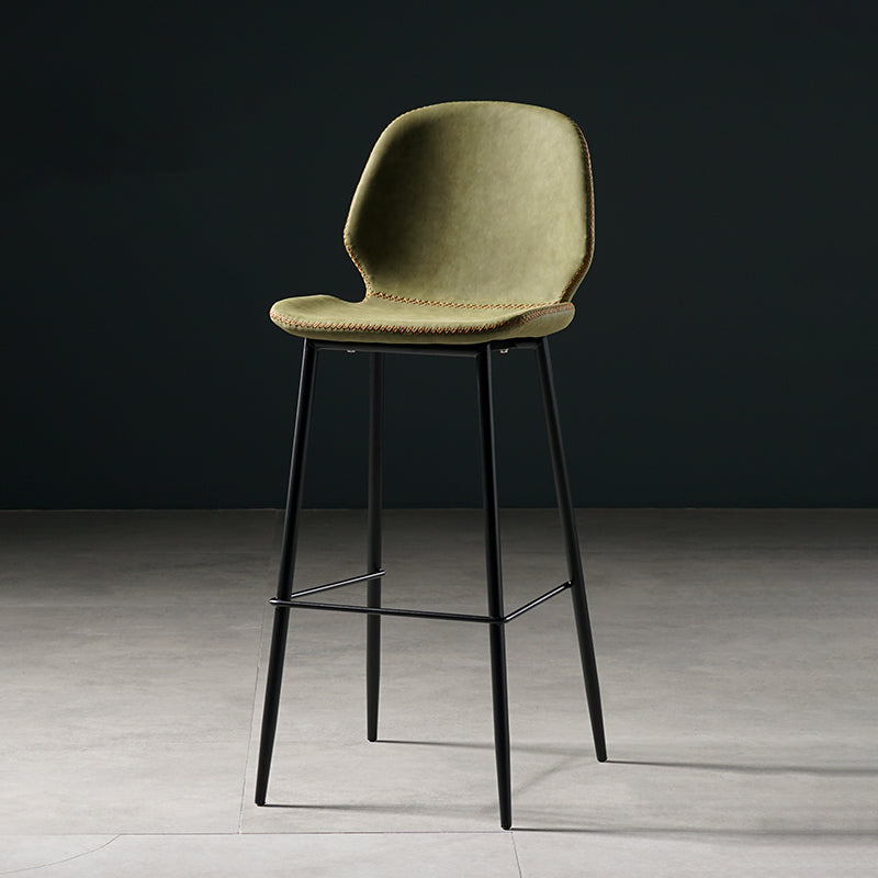 Scandinavian Footrest Matte Finish Barstool Restaurant Leather Stool