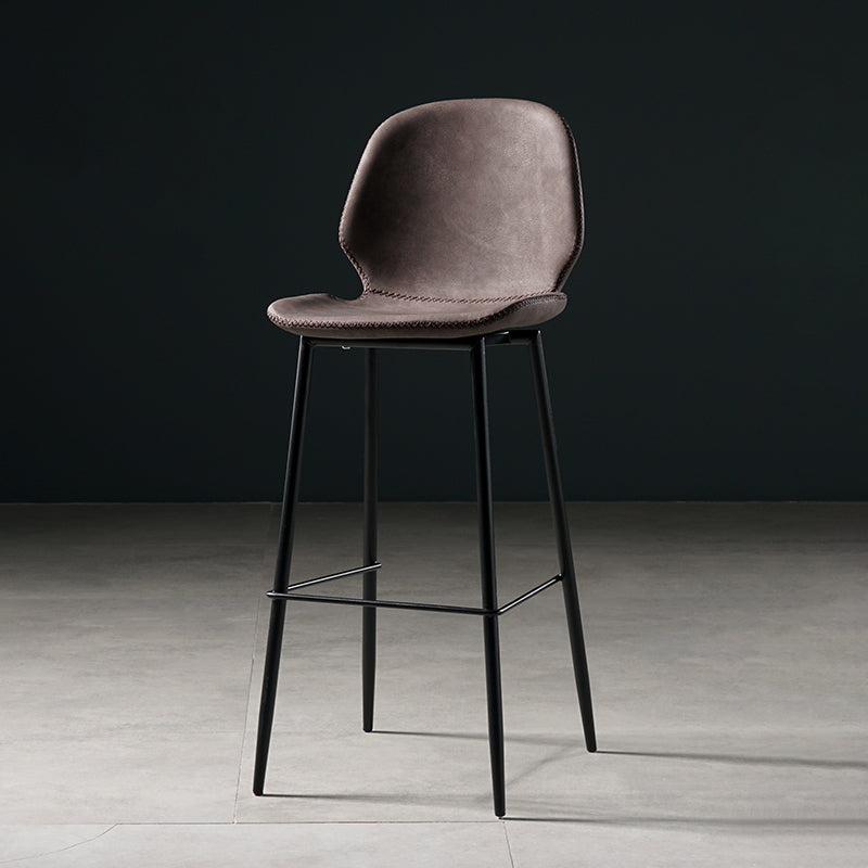 Scandinavian Footrest Matte Finish Barstool Restaurant Leather Stool