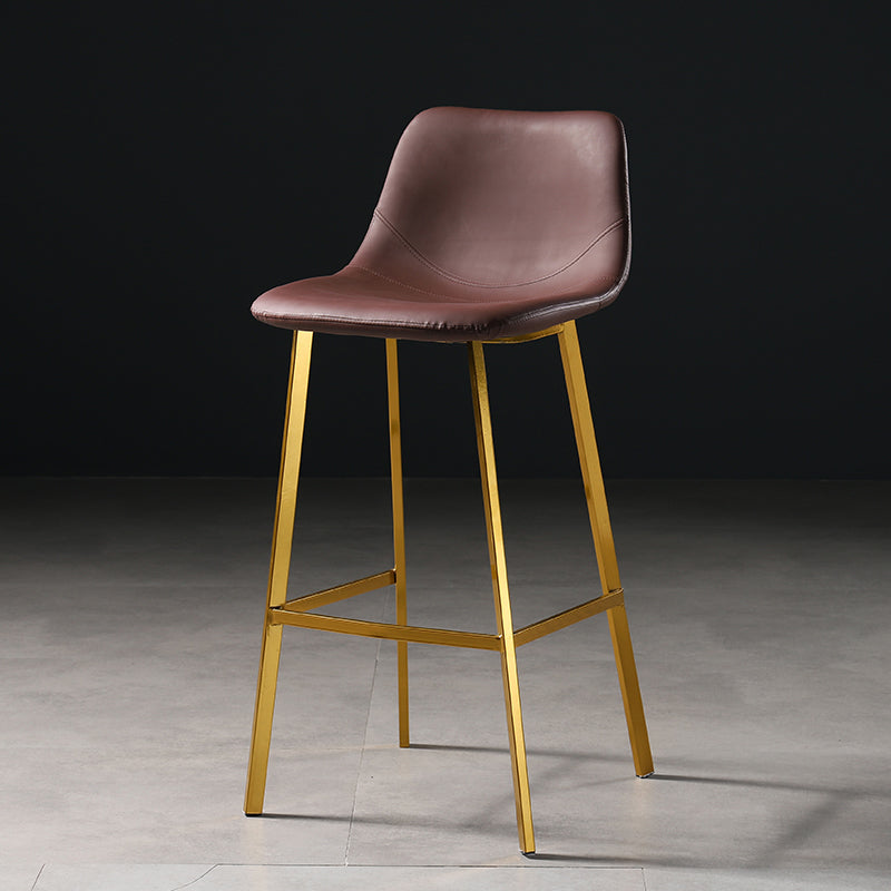 Scandinavian Footrest Matte Finish Barstool Restaurant Leather Stool