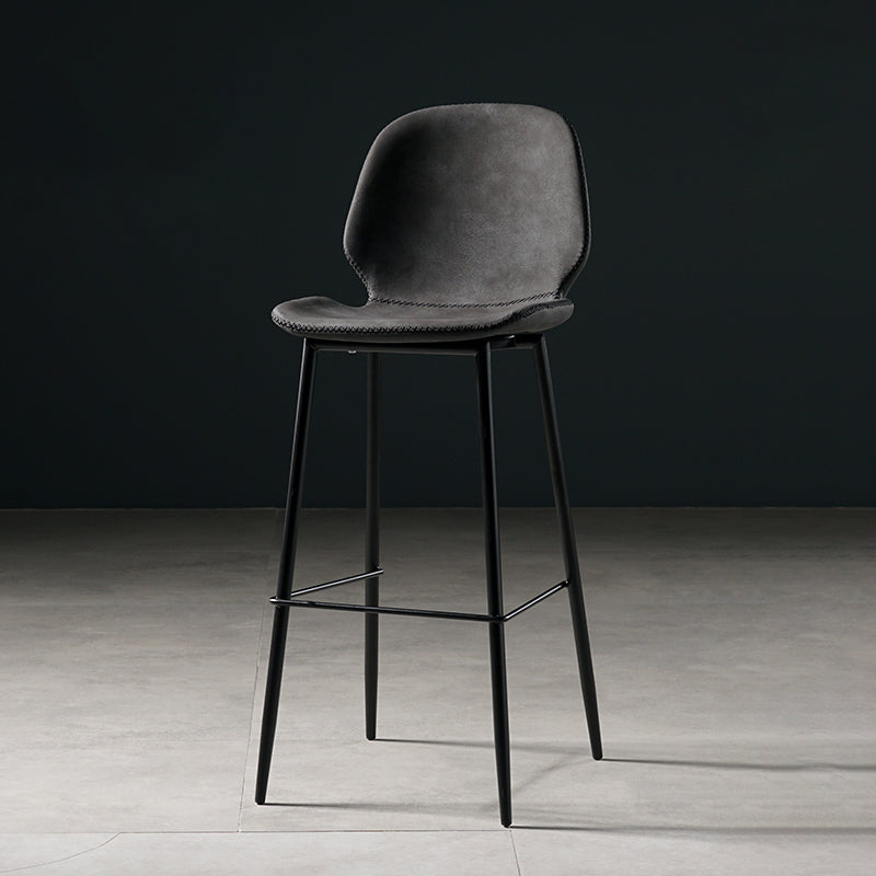 Scandinavian Footrest Matte Finish Barstool Restaurant Leather Stool