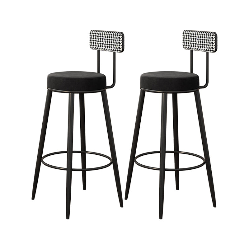 Scandinavian Matte Finish Velvet Barstool Footrest Coffee Shop Stool