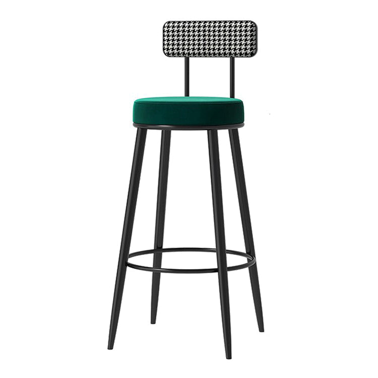 Scandinavian Matte Finish Velvet Barstool Footrest Coffee Shop Stool