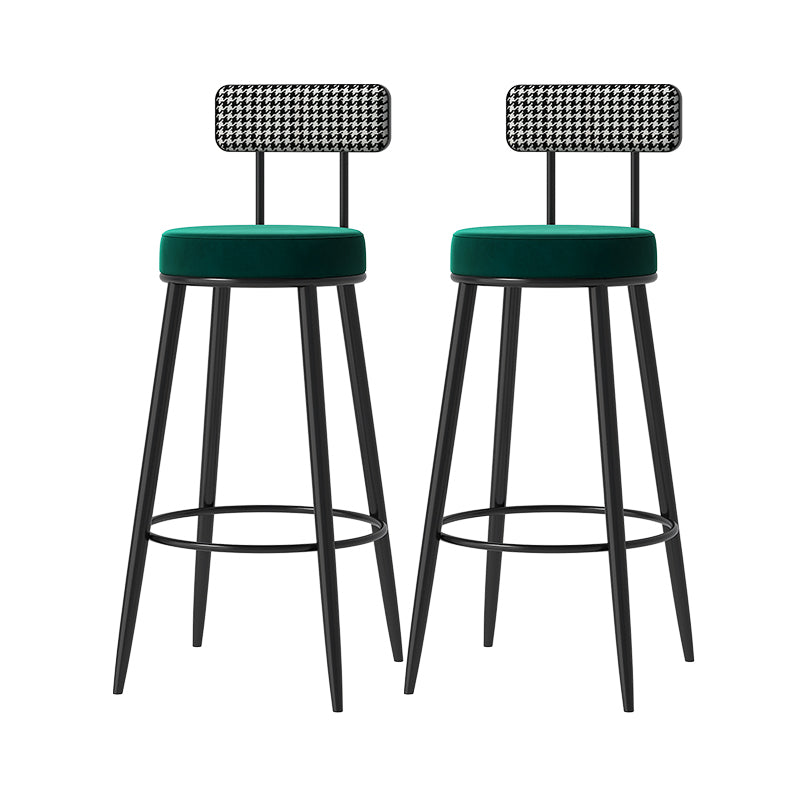 Scandinavian Matte Finish Velvet Barstool Footrest Coffee Shop Stool