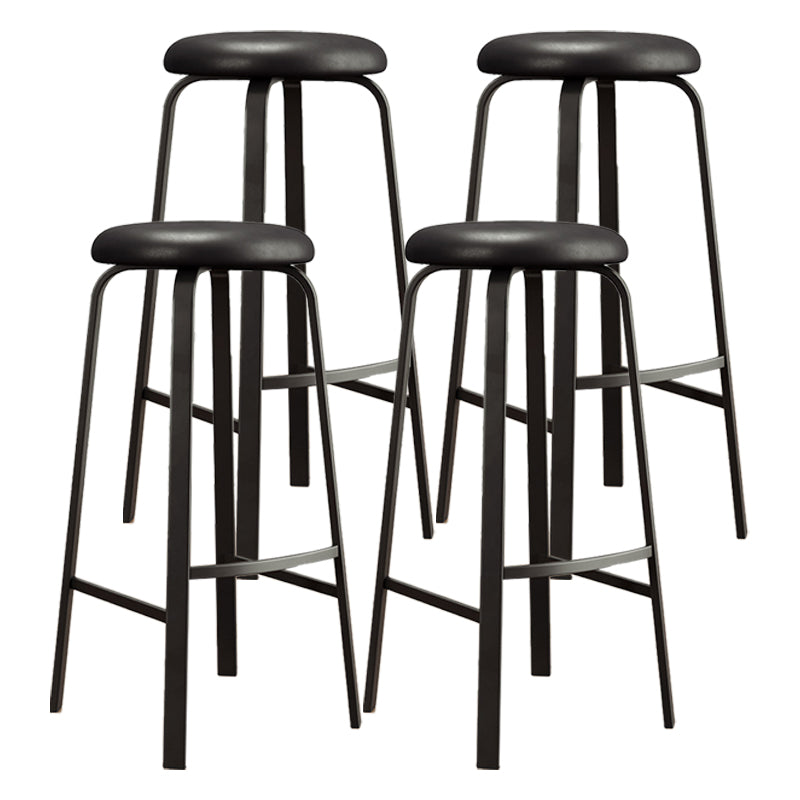 Contemporary Matte Finish Upholstered Stool Footrest Iron Bar Stool