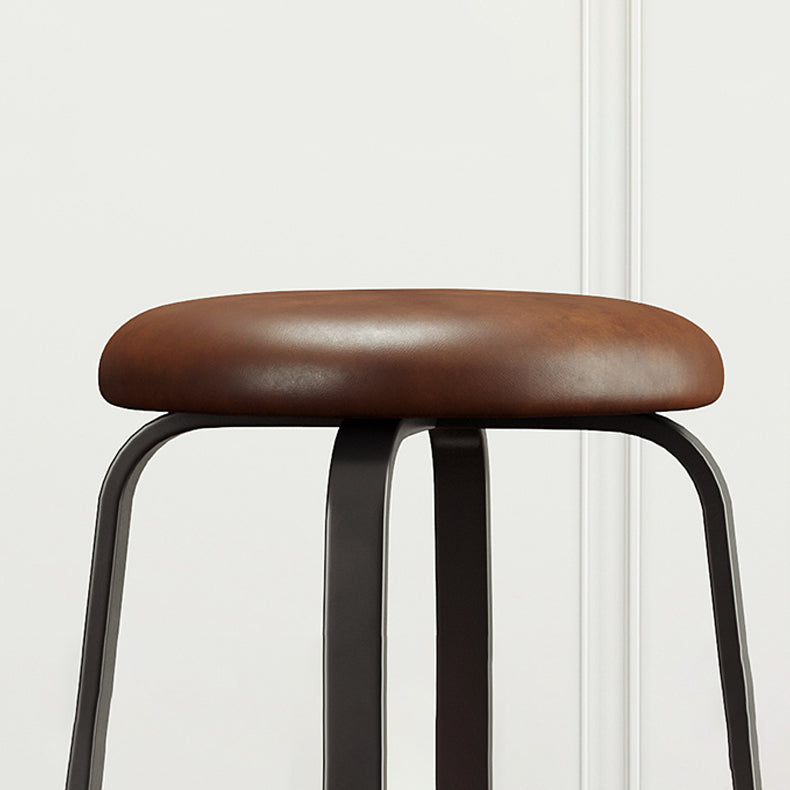 Contemporary Matte Finish Upholstered Stool Footrest Iron Bar Stool