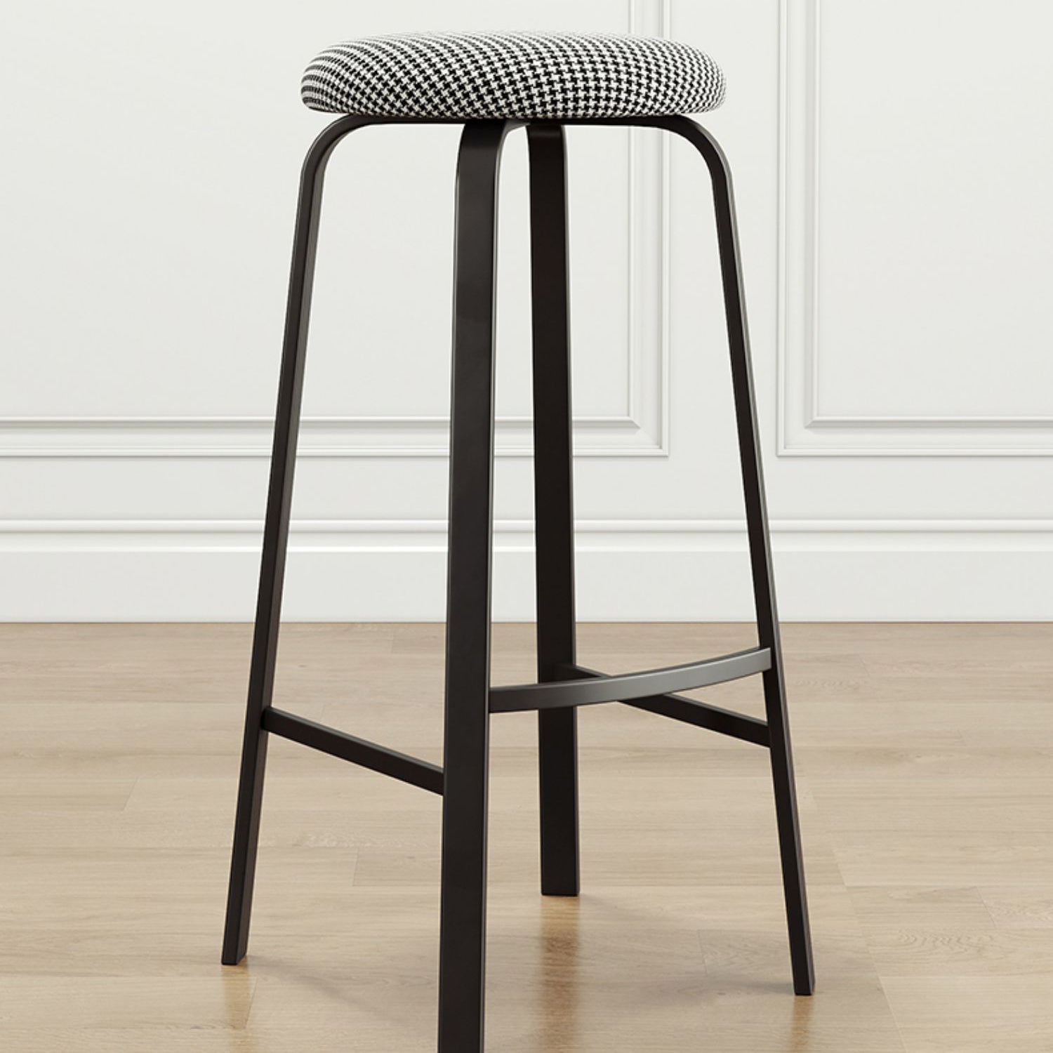 Contemporary Matte Finish Upholstered Stool Footrest Iron Bar Stool
