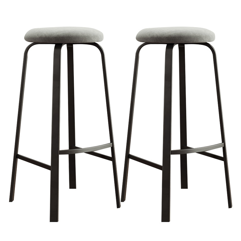 Contemporary Matte Finish Upholstered Stool Footrest Iron Bar Stool