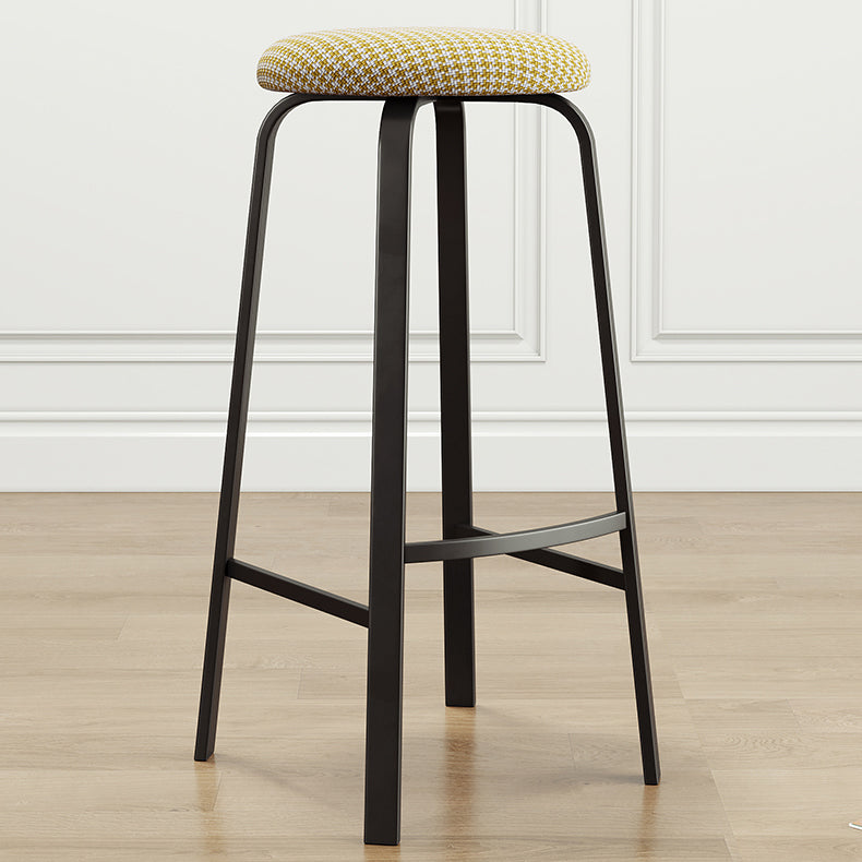 Contemporary Matte Finish Upholstered Stool Footrest Iron Bar Stool