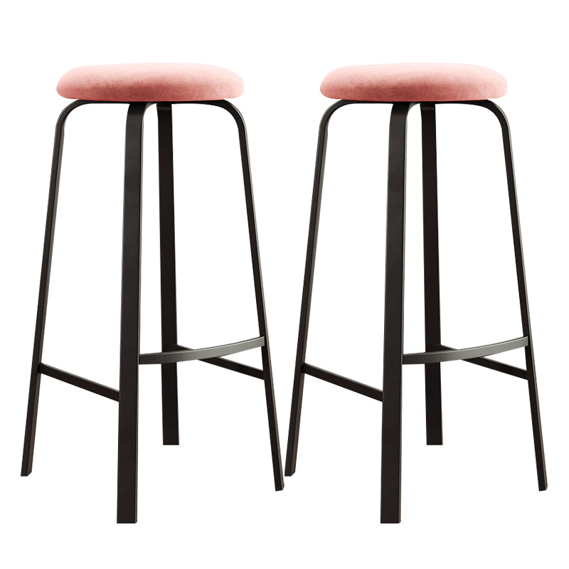 Contemporary Matte Finish Upholstered Stool Footrest Iron Bar Stool