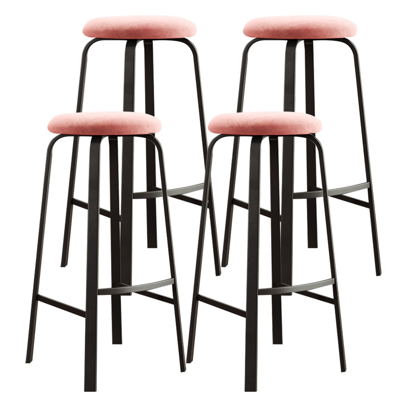 Contemporary Matte Finish Upholstered Stool Footrest Iron Bar Stool