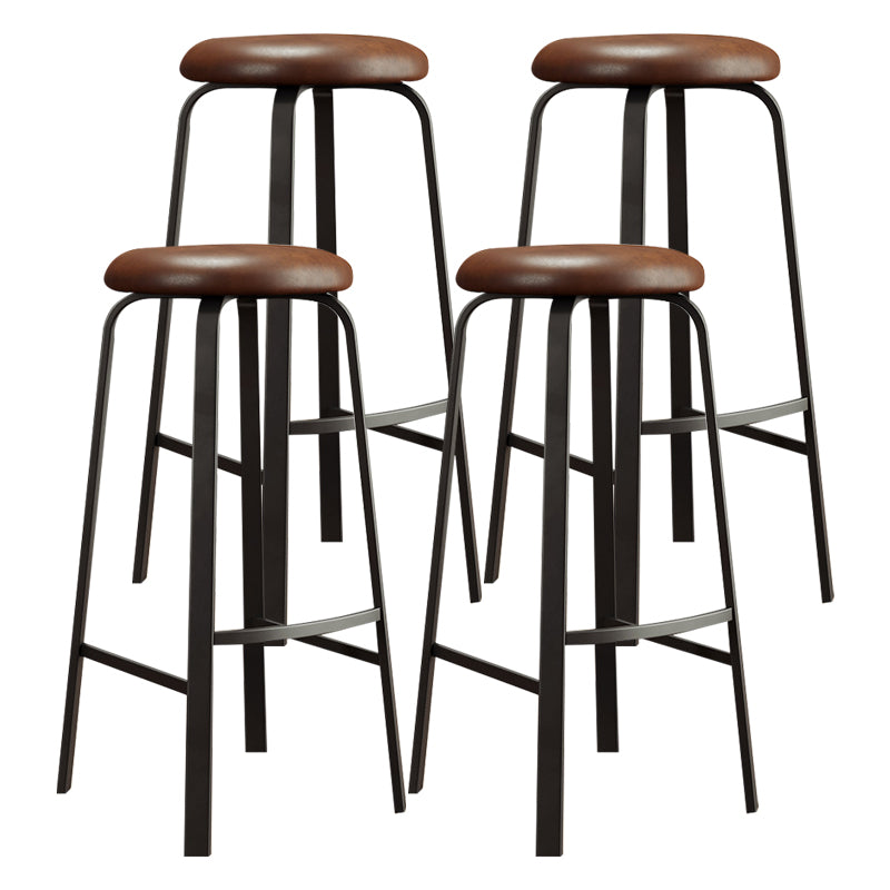 Contemporary Matte Finish Upholstered Stool Footrest Iron Bar Stool