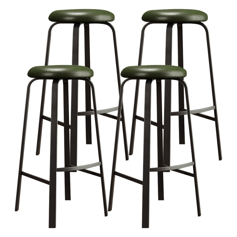 Contemporary Matte Finish Upholstered Stool Footrest Iron Bar Stool